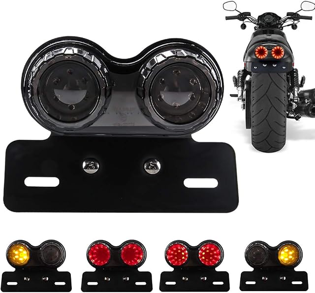 Chemini 40W 40-LED Motorcycle Tail Light Integrated Brake Light Turn Signal&Driving Light With License Plate Bracket for Harley Waterproof (Black Lens)