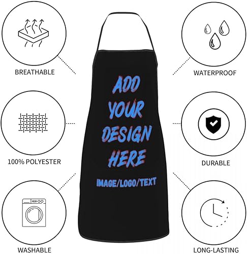 Miniatura 7 de Delantal personalizado para adultos, añade tu propio texto fotográfico al diseño de delantal impermeable