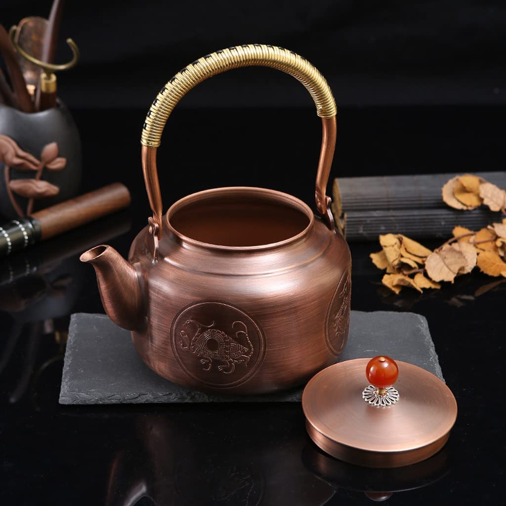 NEBE Tetera Olla de Cobre auspiciosa Creativa, Barril Recto con Tapa, Tetera de Regalo, Juego de té de Oficina, Olla de Cobre for hostelería Teapot