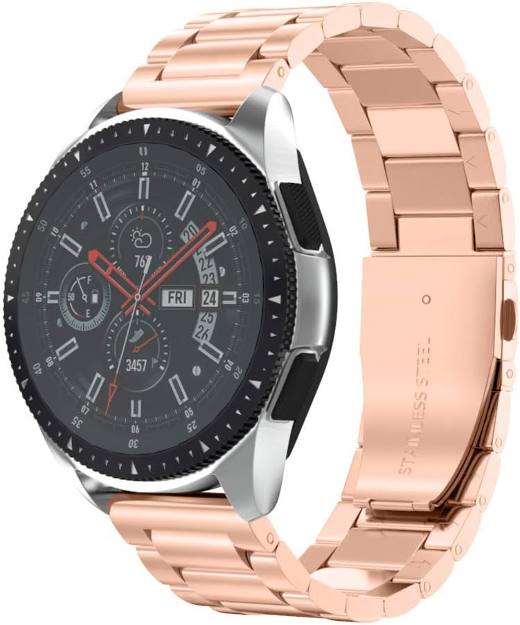 NotoCity 22mm Stainless Steel Metal Watch Band Compatible with Samsung Gear S3/Galaxy Watch (46mm)/ASUS Zen Watch/Garmin Active Watch for Mens Womens-rose gold