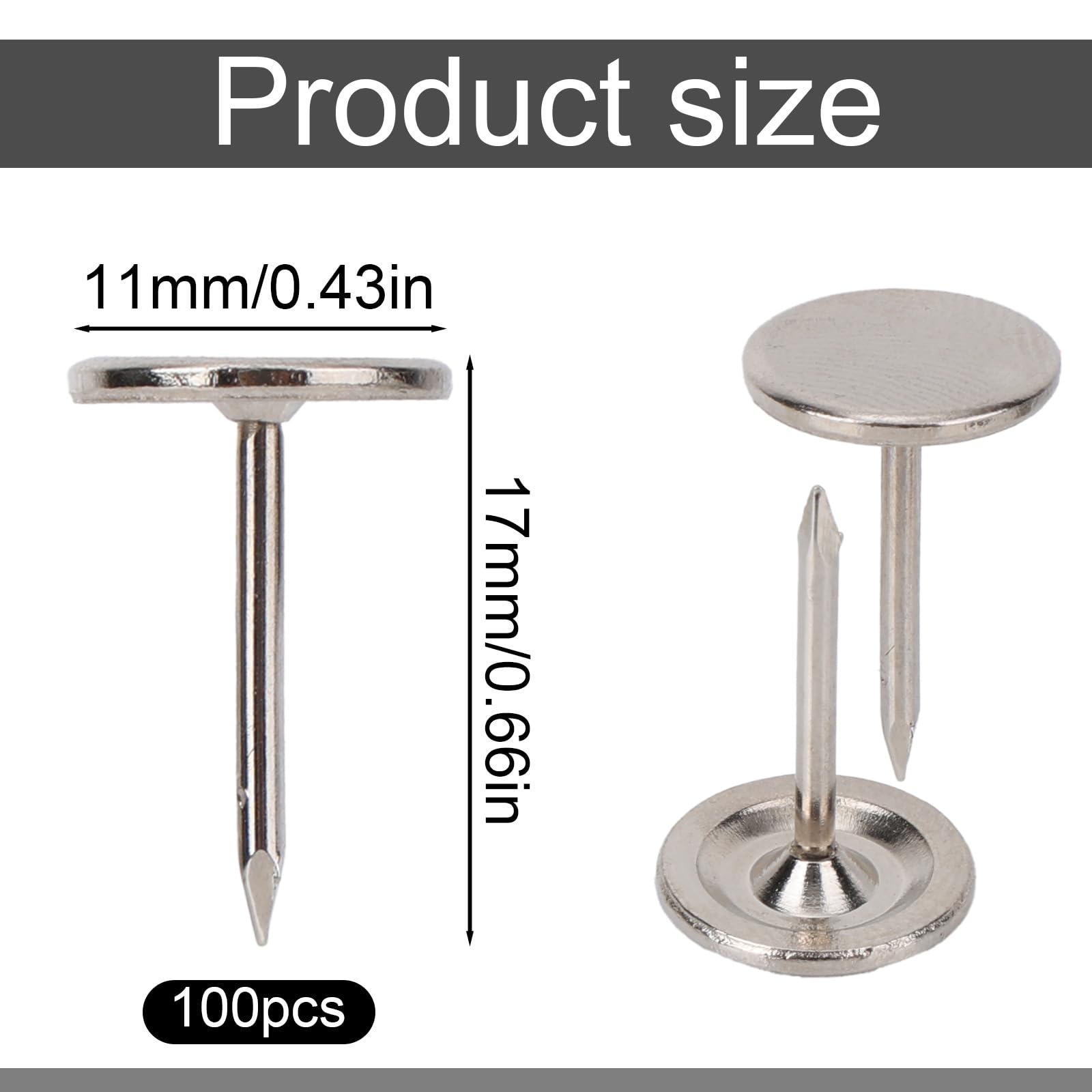 YELARXI 100-Pack Upholstery Nails Tacks – 3/8" X 5/8" Flat Head Vintage Thumb Push Pins, Electroplated Iron With Ancient Green Finish For Furniture & Wall Decor