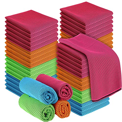 50 Pcs Cooling Towel Bulk 12 x 40 inches Ice Yoga Gym Accessories Cool Hiking Gifts Soft Breathable Chilly Towel for Neck Sport Running Workout Fitness Camping Golf More Activities