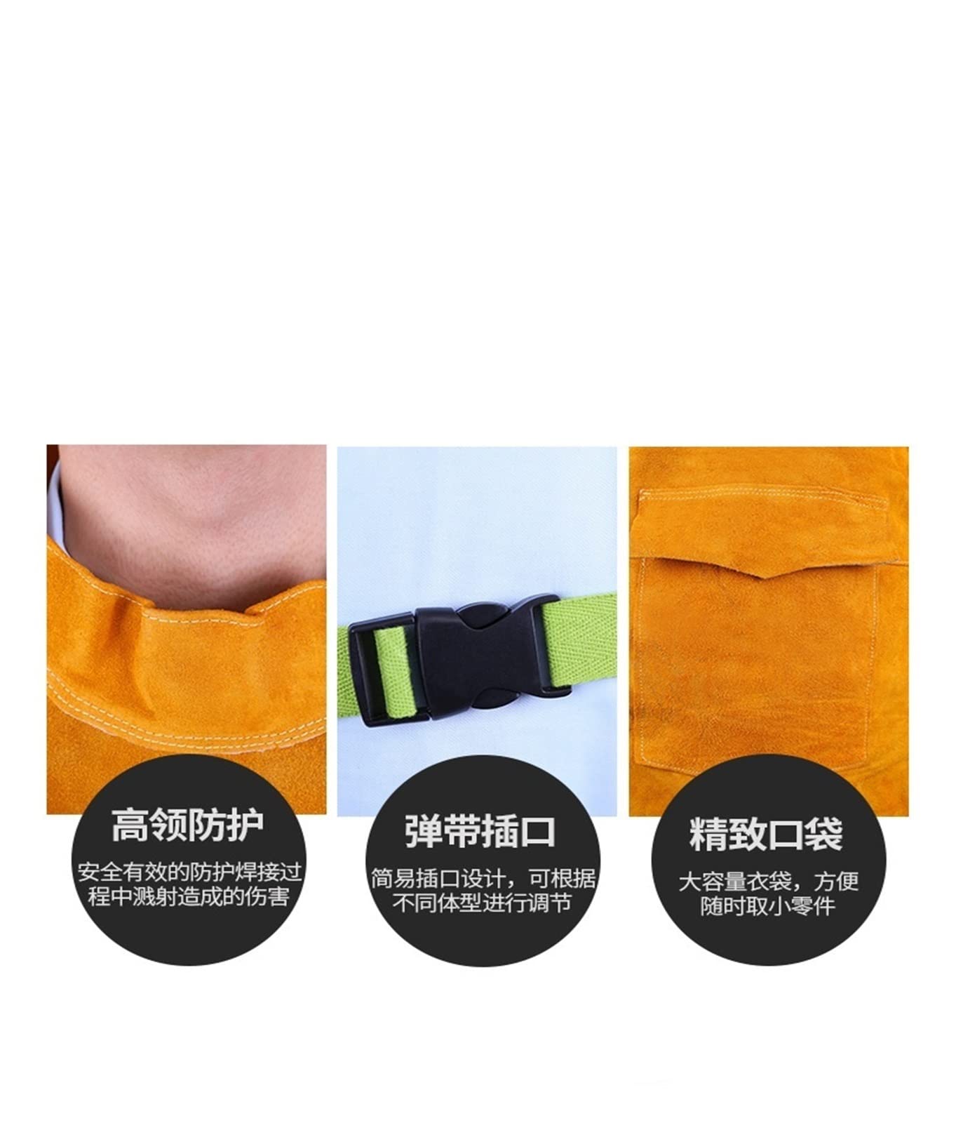 Delantal de soldadura de cuero con manga, abrigo de soldadura resistente a la llama de calor for hombres for mujeres, chaqueta de soldadura de servicio pesado, Accesorios de soldadura(Blauw,XL)