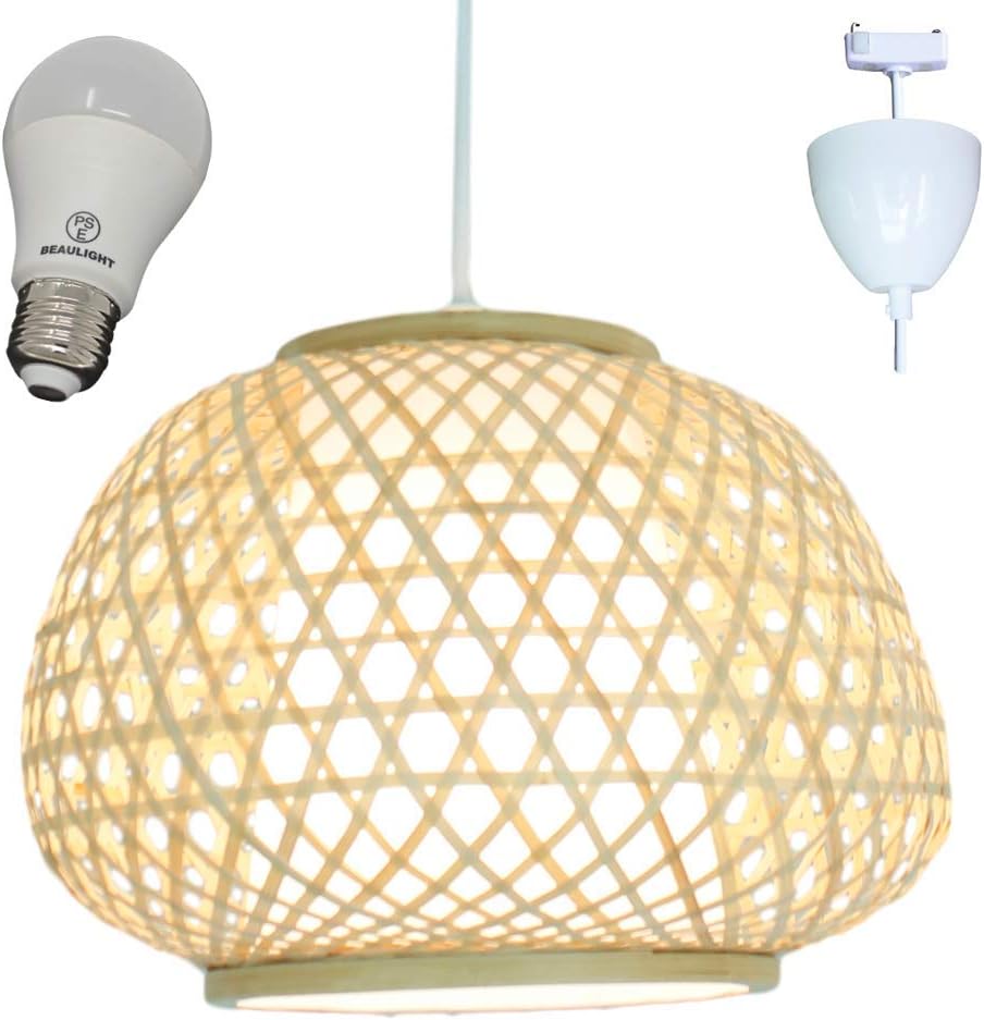 販売 Beaulight 北欧風 天井照明 竹ランプシェード ペンダントランプ ペンダン トライト 和室照明 Led電球付き 和風 吊り下げ照明 おしゃれ