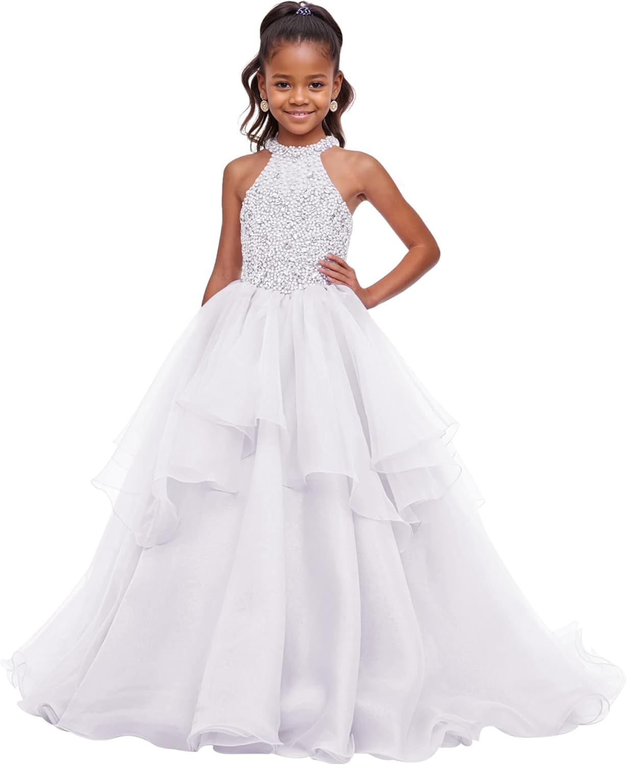 LTW Pageant Dresses for Girls Sweet 16 Party Birthday Ball Gown Quinceanera Flower Girl Dresses with Rhinestones