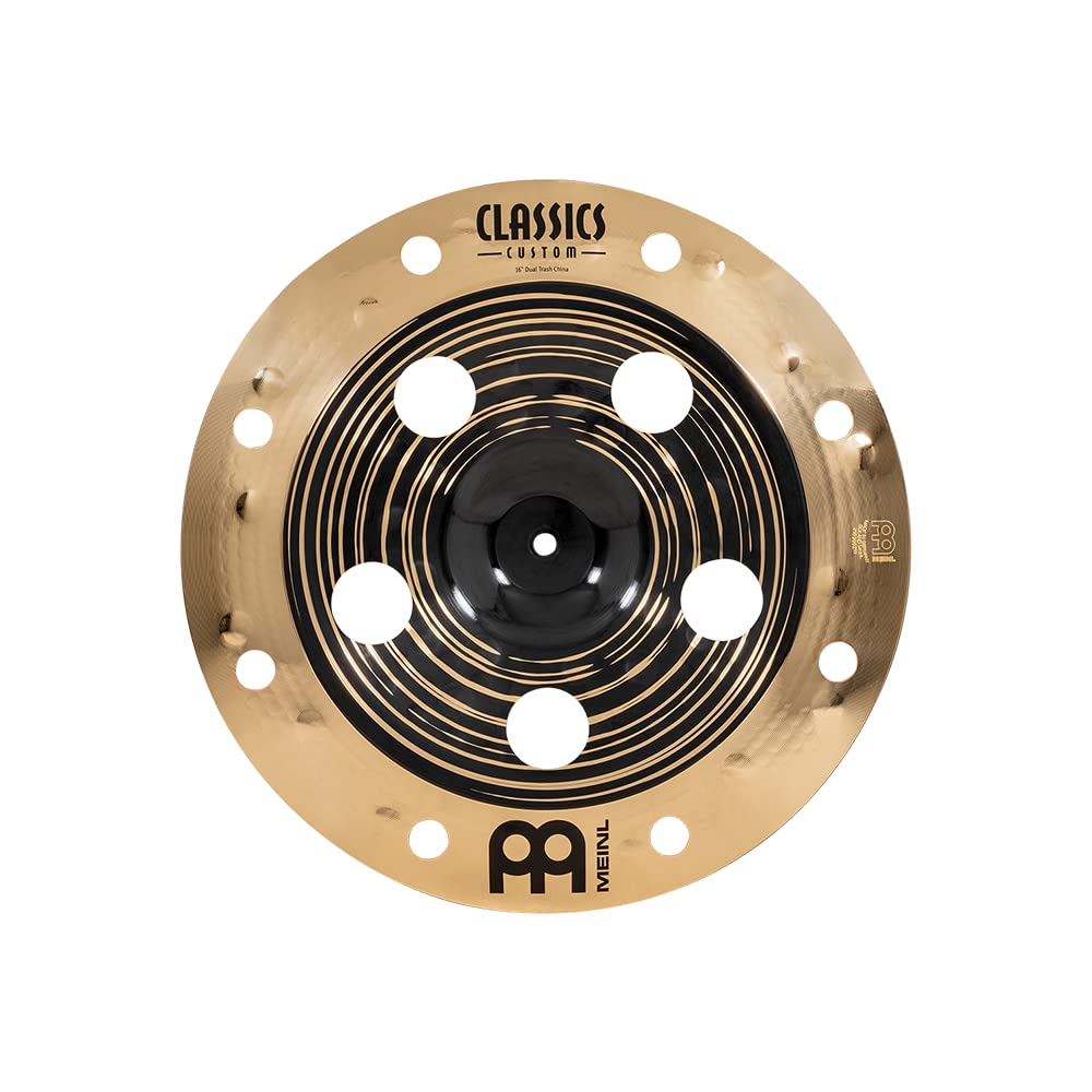 Meinl Classics Custom Dual 16 Zoll Trash China (Video) Schlagzeug Becken (40,64cm) B12 Bronze, Dunkles und Brilliantes Finish (CC16DUTRCH)