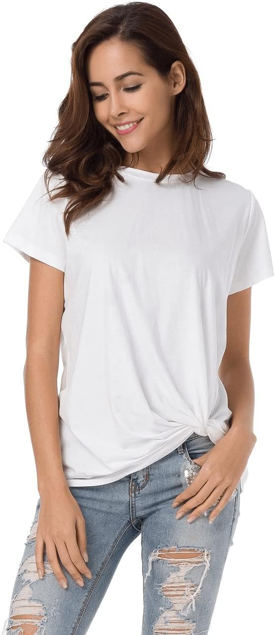 Womens Cotton T-Shirts Casual Short Sleeve Loose Fitting Tunic Basic Tee Tops - Image 6