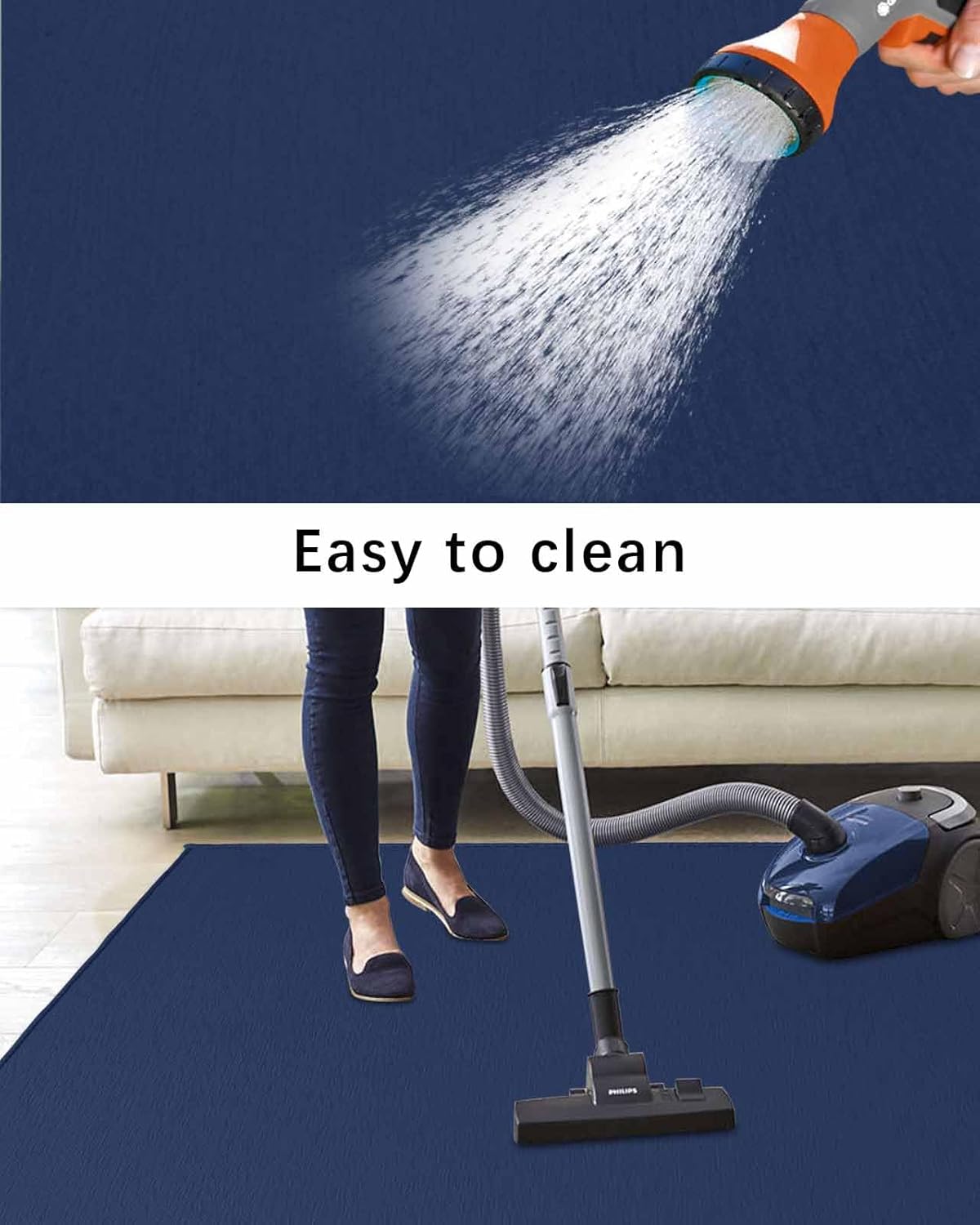 Outdoor Rug 4x6 ft Navy Blue Outdoor Large Area Rug Non Slip Rubber Solid Color Washable Front Door Mat RV Rug Camping Carpet Patio Outdoor Rugs for Backyard Balcony Deck Porch Indoor Outside