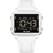 Forrader Square Men's Digital Watches Big Numbers Dial Large Face Watch for Men Women Waterproof LED Unisex Electronic Wrist Watches with Alarm Date Stopwatch