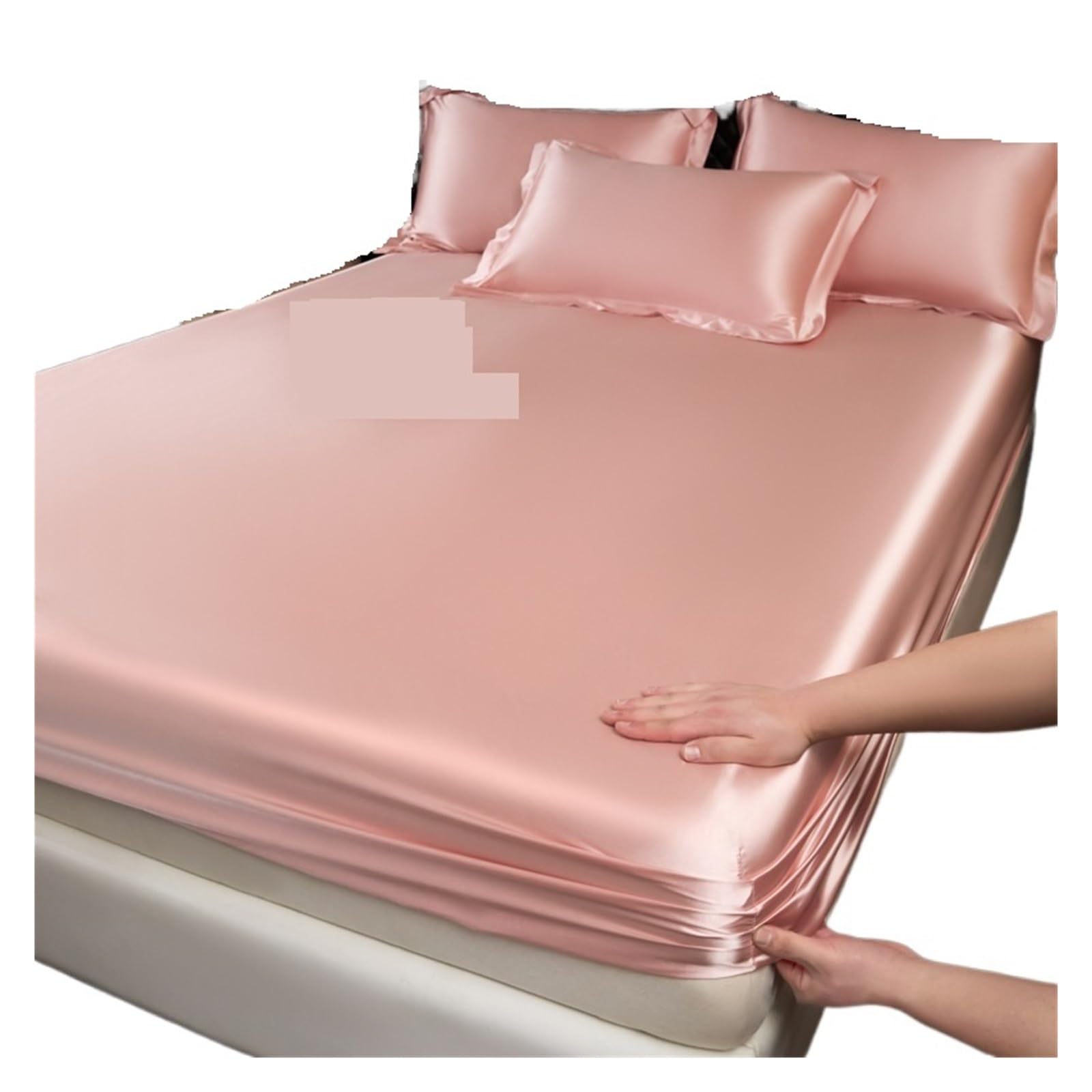 Drap-housse en soie 3 pièces lit 120x200cm parure de lit satin avec taie d'oreiller