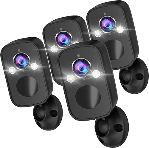 Rraycom Paquete de 4 cámaras de seguridad inalámbricas para exteriores para seguridad en el hogar, 2K alimentado por batería WiFi AI detección de