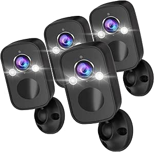 Rraycom 4Pack Security Cameras Wireless Outdoor for Home Security, 2K Battery Powered WiFi AI Motion Detection Spotlight Siren Alarm Security Camera, Color Night Vision, 2-Way Talk, Cloud/SD, w/Alexa asin的图片