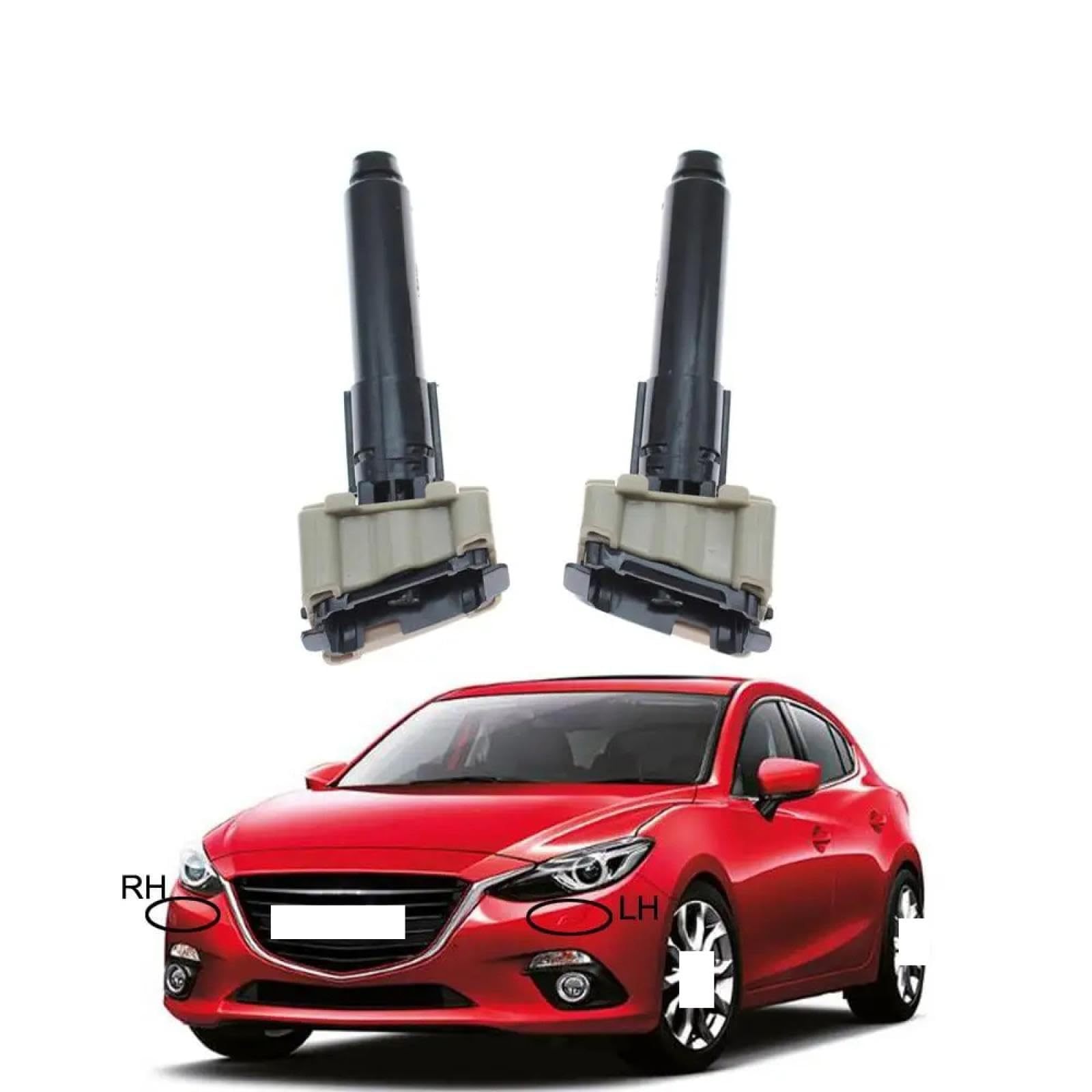 Boquilla de Lavado de Faros para Mazda 3 AXELA 2013-2017,Dispositivo de Limpieza para Boquilla de Faro de Pistola rociadora de Faros,C/Set