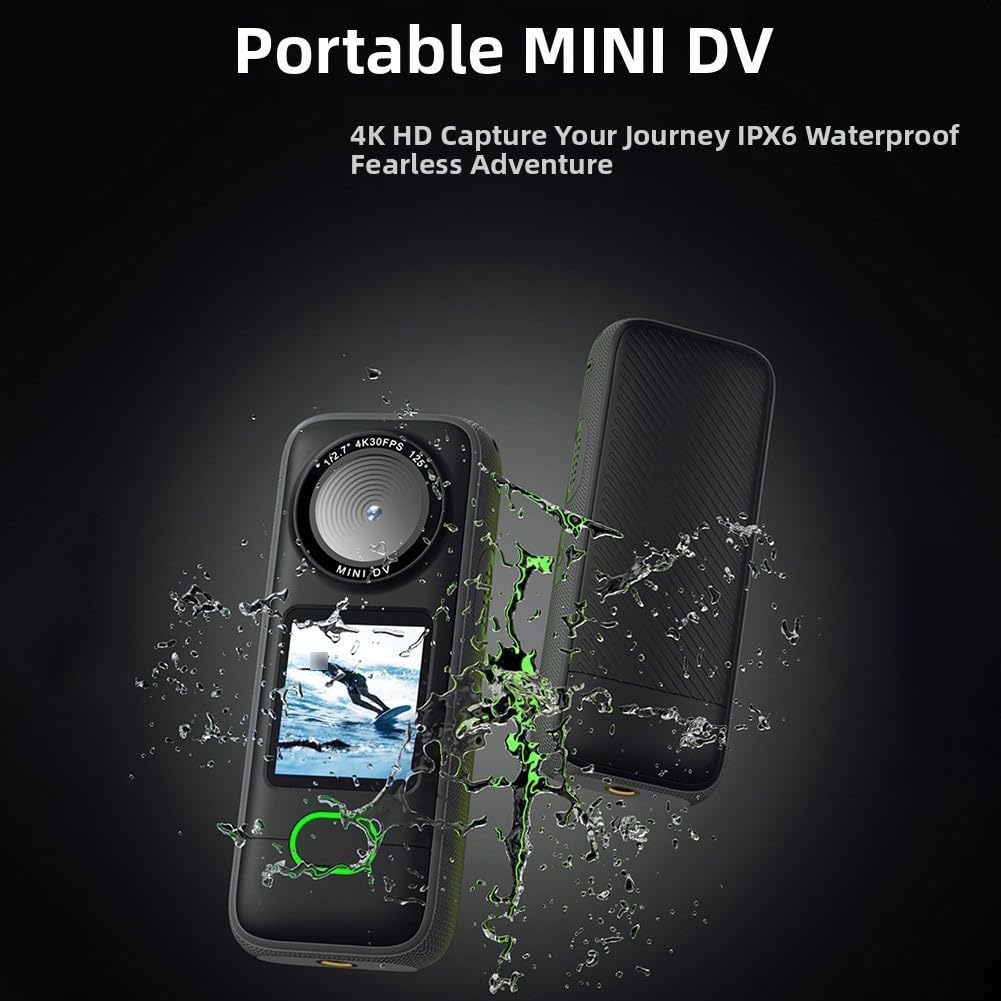 Grandangolo compatto 4K Sports Camera ABS corpo | Video 4K 30fps, touch screen intuitivo, formato tascabile compatto, condivisione WiFi, obiettivo grandangolare