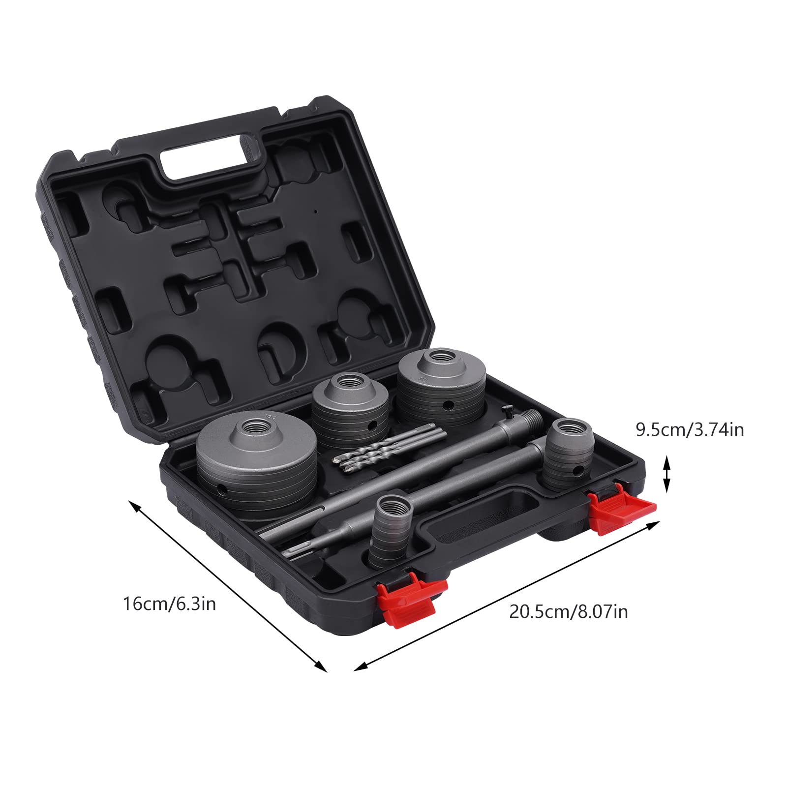 Set di 9 seghe a tazza per calcestruzzo, per cemento e cemento, con codolo 30/40/68/80/100 mm, seghe a tazza per cemento, set di corone per pietra, mattoni