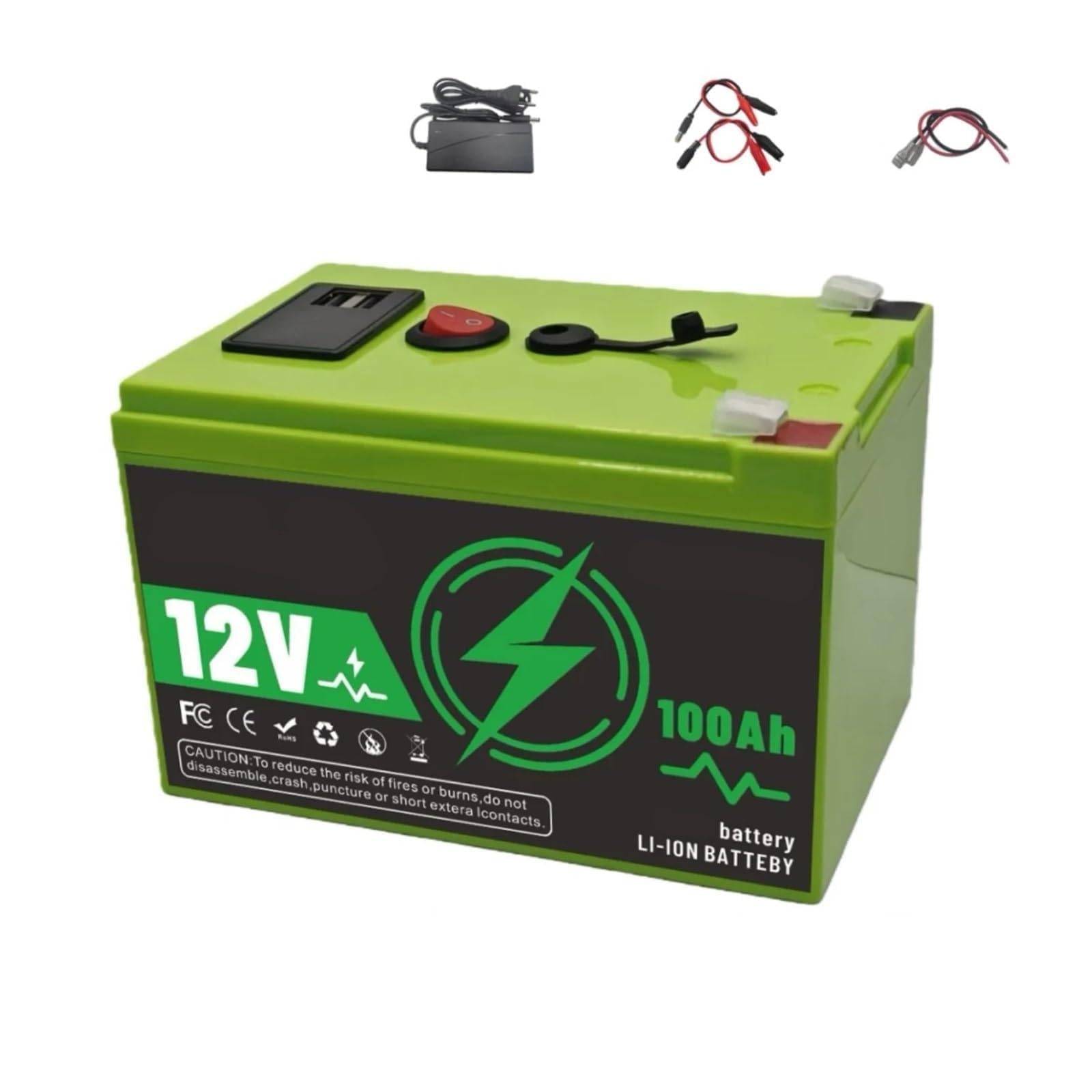 Batteria A Ciclo Profondo 12V LiFePO4 Batteria 150Ah | For camper, yacht, fishfinder, campeggio, fuoristrada, all'aperto(100Ah x1 Charger x1)