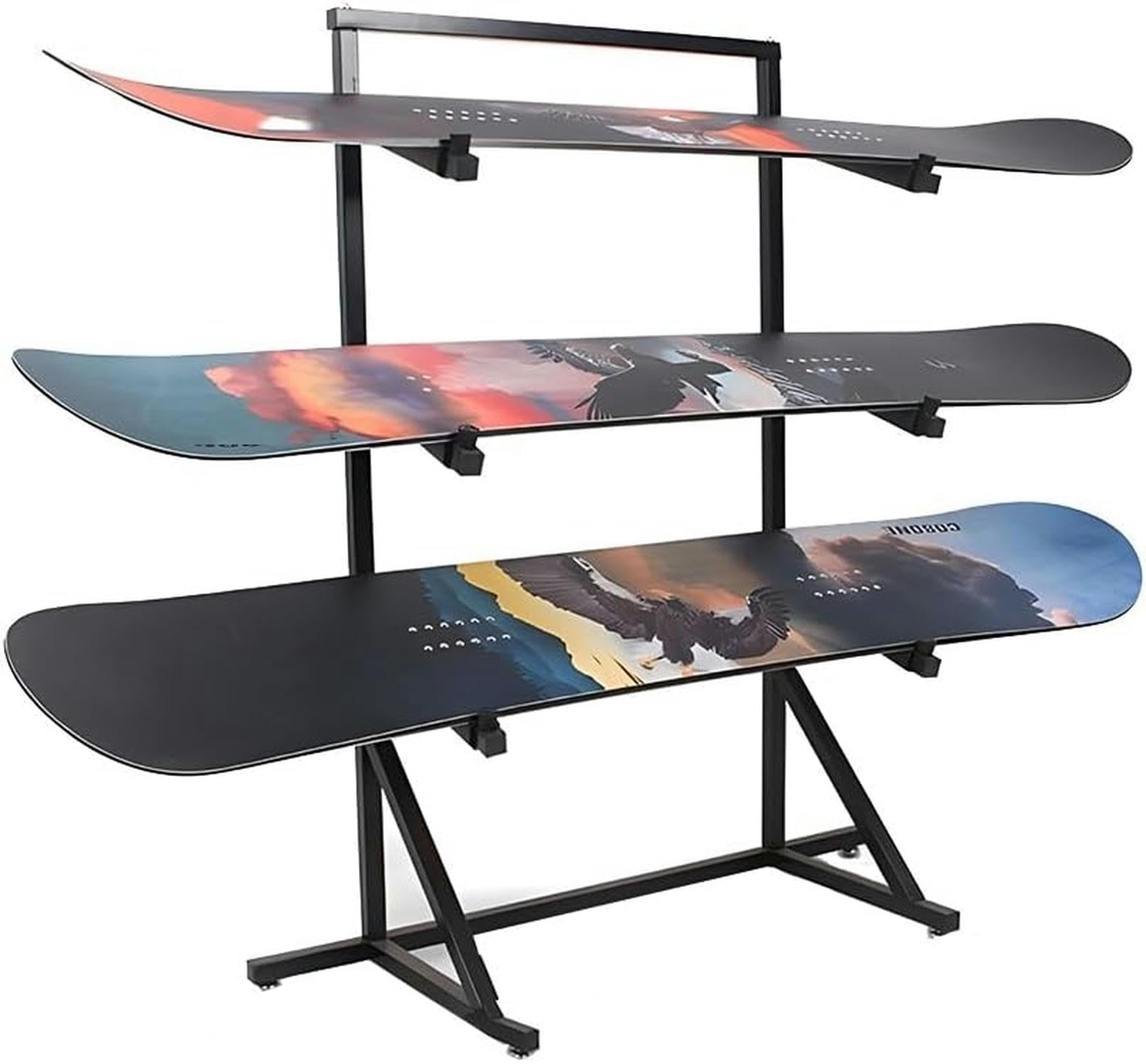 Support d'affichage au sol en métal durable pour skis, skates et snowboards