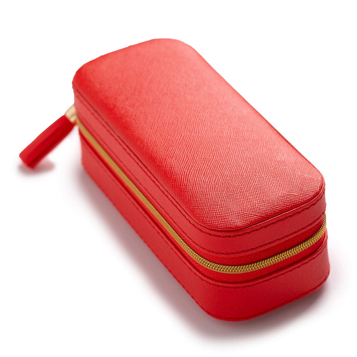 Boîte à Bijoux Portable En Cuir Synthétique - Rangement Pour Bagues Et Boucles D'oreilles - 12x12x4.5cm