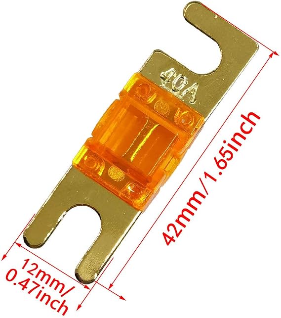 (Pack of 5 pcs) Mini ANL Fuse 40 AMP Car Audio Fuse 40A Gold Plated (40 Amp)