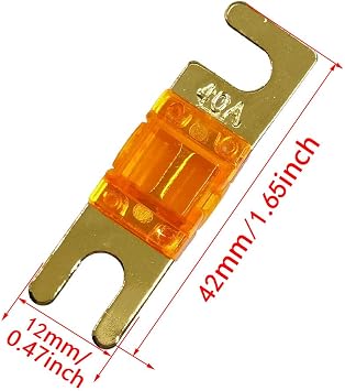 (Pack of 5 pcs) Mini ANL Fuse 40 AMP Car Audio Fuse 40A Gold Plated (40 Amp)