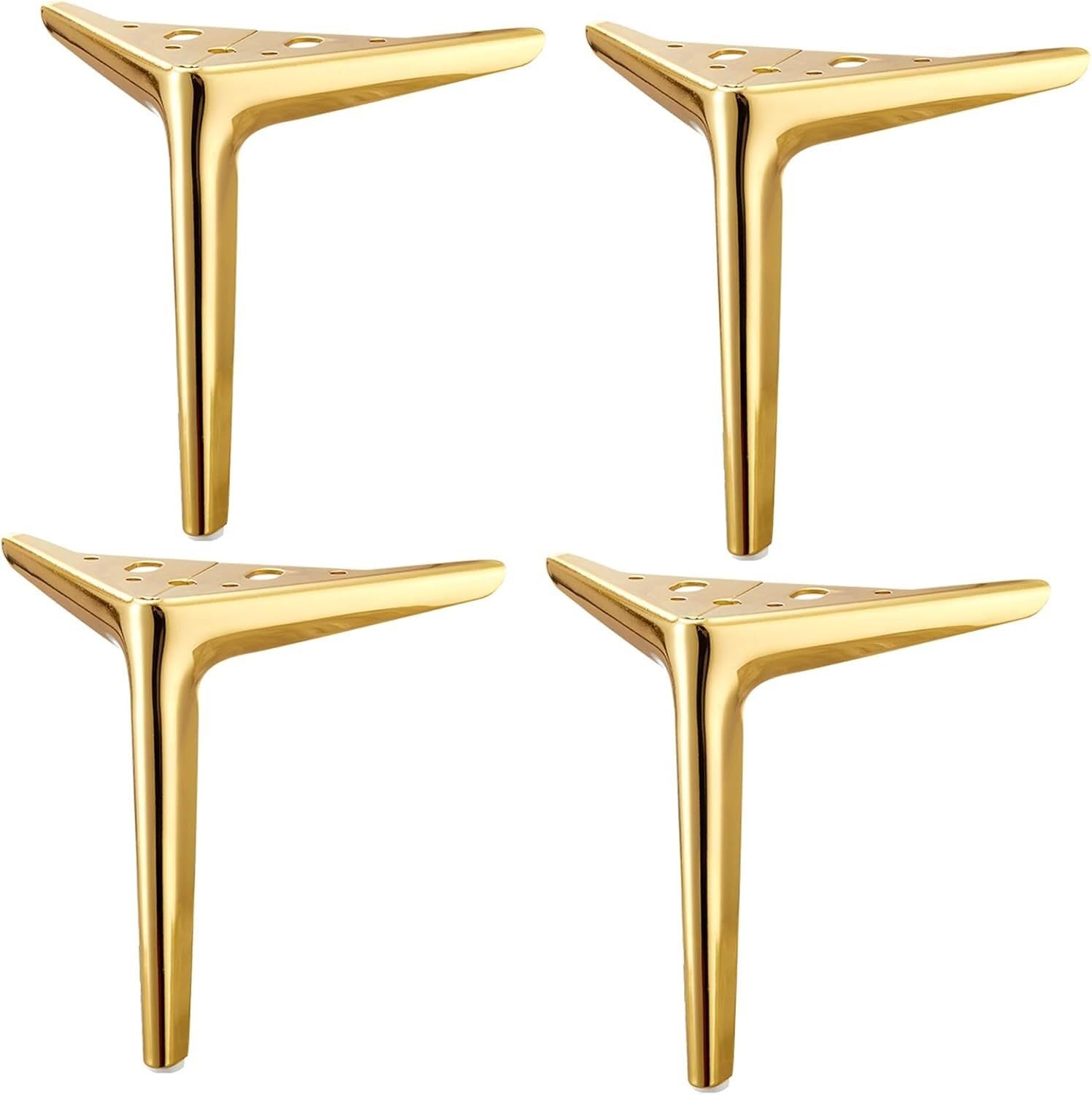 Rhllvj Gold-A Metal Furniture Feet Modern Triangle Sofa Feet, Electroplated Polished Finish, Diy Alternative Sofa Feet(Gold-A)