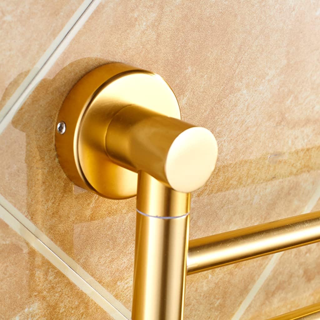 Aluminum Alloy Towel Rack ，Foldable Bathroom Towel Holder ，Modern Gold Swing Out Towel Racks Bars for Bathroom Holder Wall Mounted Swivel Towel Rail,Metal Folding Arm Swivel Towel Bar Holder Storage O