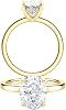 Diamond Wish IGI Certified 1 to 3 Carat Oval Shape Lab Grown Diamond Hidden Ribbon Halo Engagement Ring for Women in 14k Gold (E-F, VS1-VS2, cttw) Wedding Anniversary Promise Ring Size 4 to 9