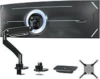 PUTORSEN Monitortartó Kar 22-57" Képernyőkhöz - Magasságállítható Asztali Monitorrögzítő 27kg-ig, VESA 200x200mm, Ultraszéles Monitorokhoz,  1