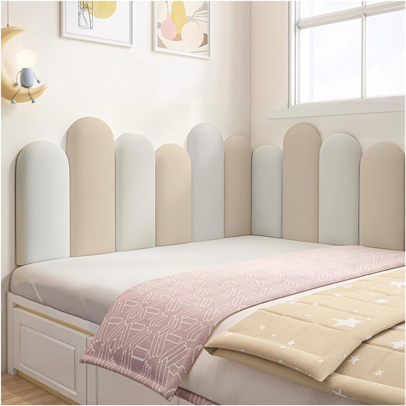Tête de lit autocollante 120 cm rembourrée en éponge Couleur C