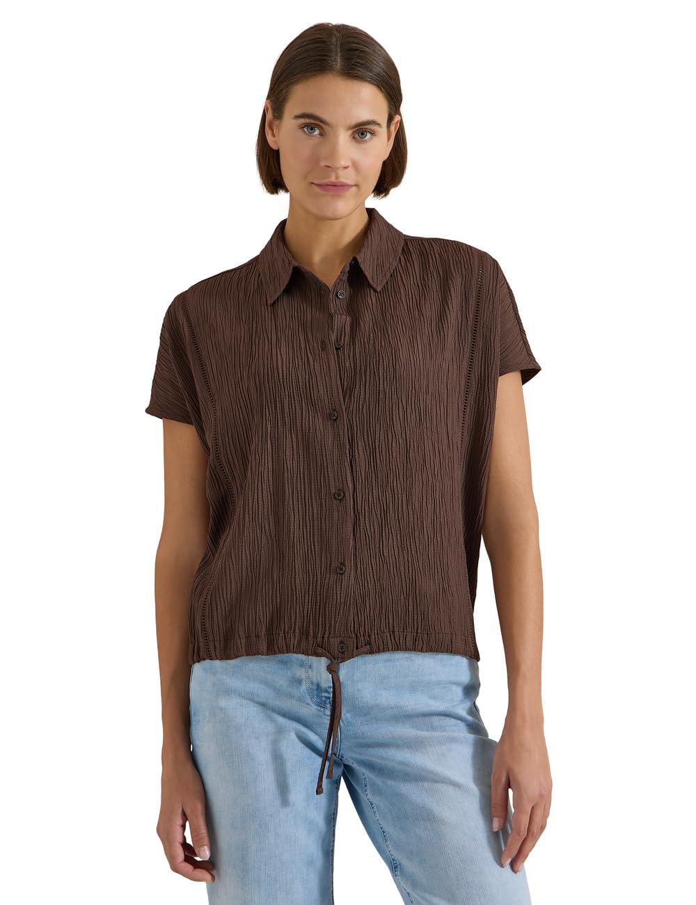 Cecil Women's 3413154 Dropped Shoulder Shirt Blouse in Plain Colour (Pack of 1), Brown Cacao, XL