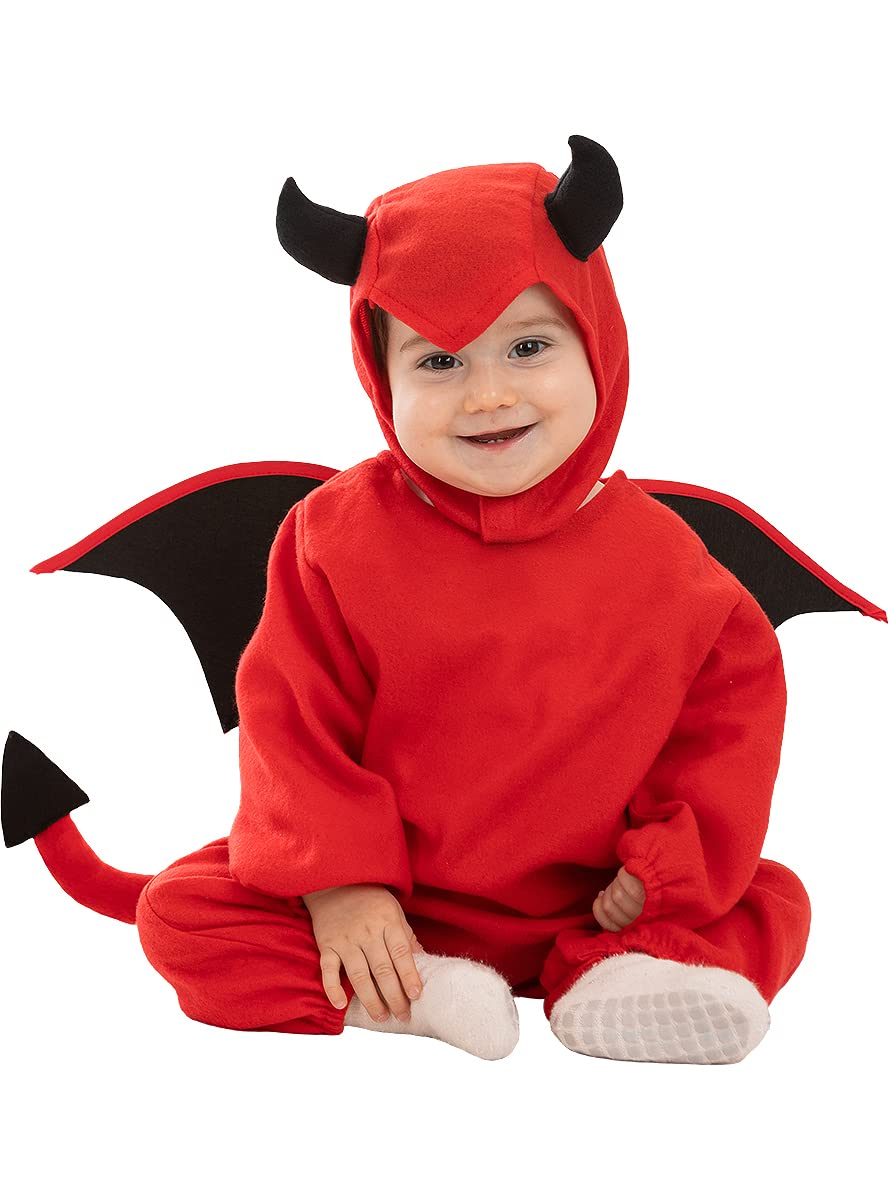Funidelia | Disfraz de diablo para bebé Demonio, Diablo, Halloween, Terror - Disfraz para bebé y divertidos accesorios para Fiestas, Carnaval y Halloween - Rojo