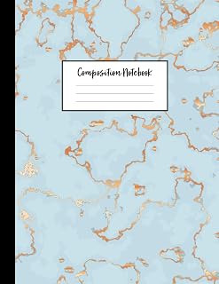 Composition Notebook: Beautiful Blue Marble and Rose Gold | 100 Wide Ruled Pages | 8.5 x 11 | Journal for Children, Kids, Girls, Teens And Women (School Essentials)