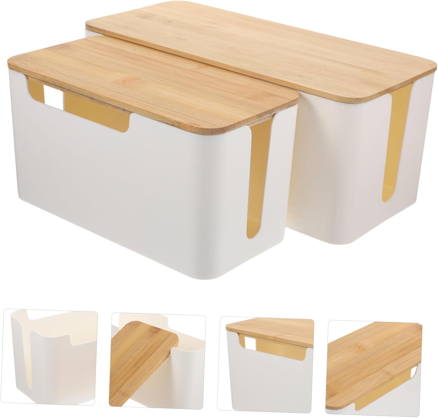 2pcs Cord Management Box Stylish Electrical Cord Organizer Compact Design for Home Office Durable Storage for Adapters Easy to Clean Detachable