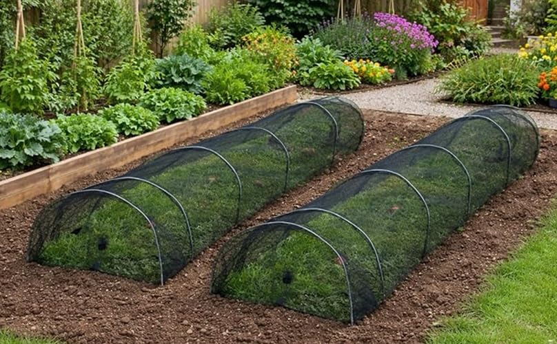 Equip247uk Pack of 2 Net Garden Allotment Grow Tunnel Netting Mesh Cloche Plant Protection Polytunnel Cover