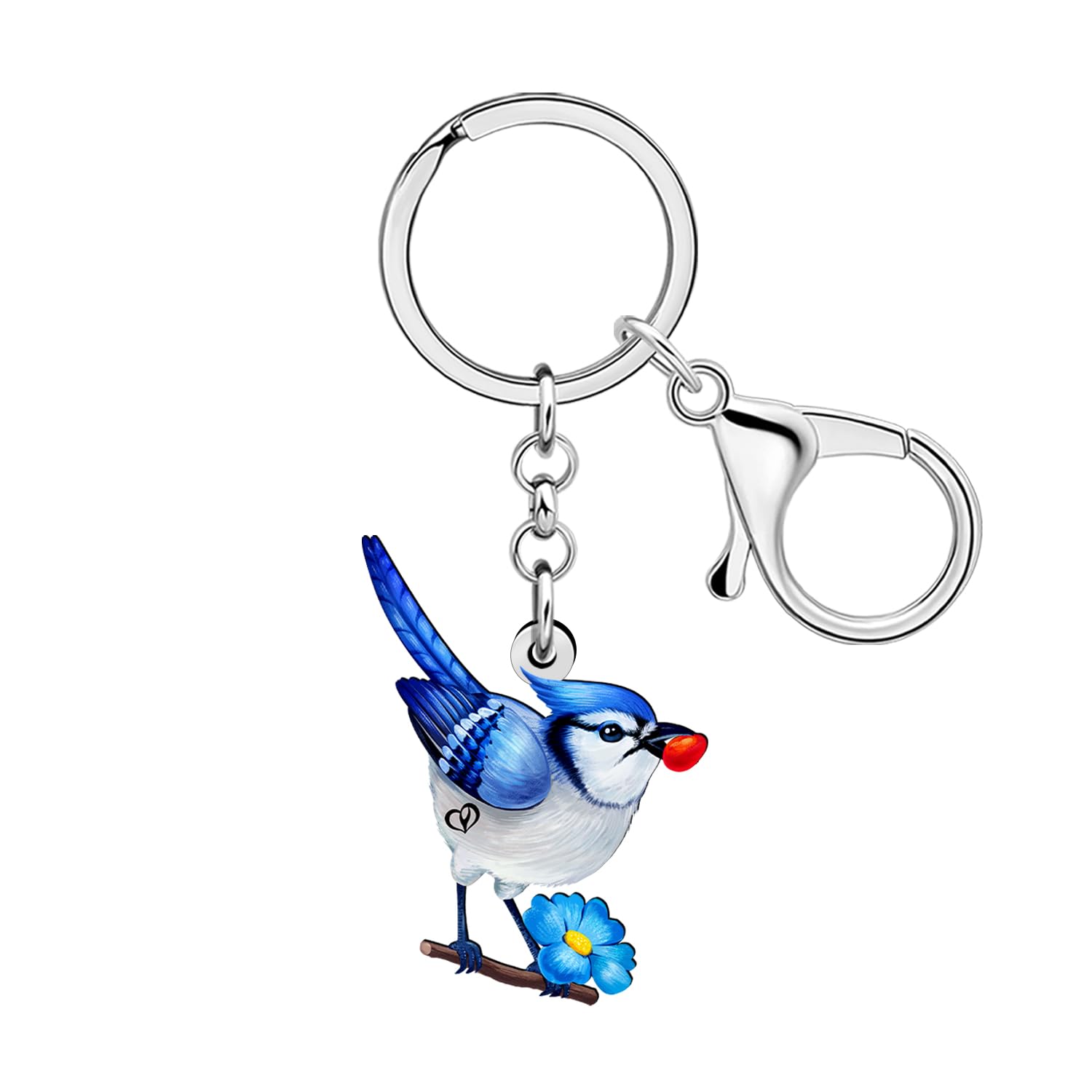 DOWAY Acrylic Blue Magpie Bird Keychain Keyring Backpack Accessories Key Purse Charms Bird Lover Gifts for Women Girls Kids
