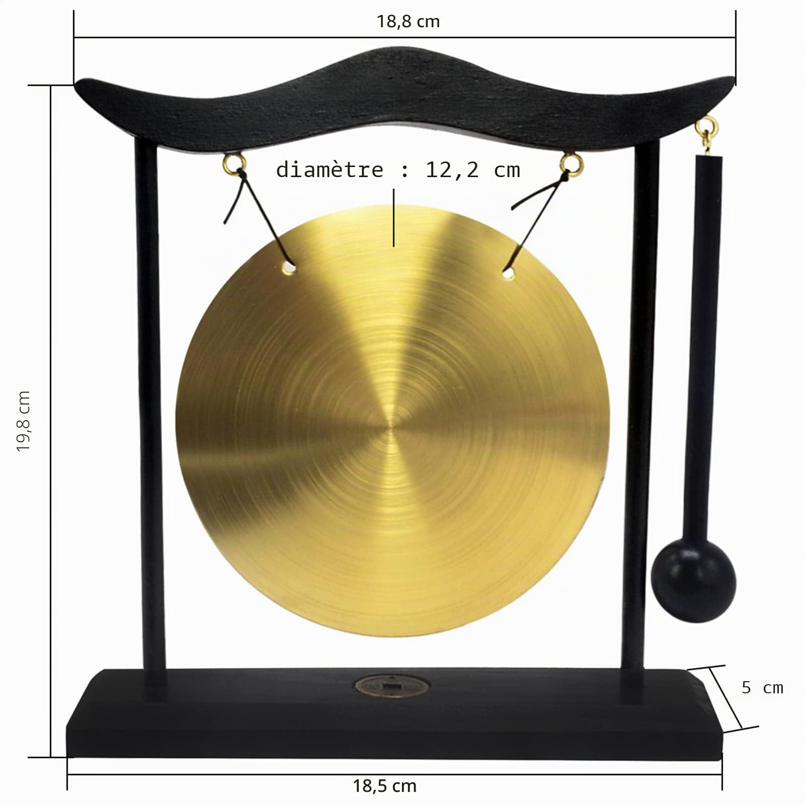 Gong Feng Shui en Laiton - Art Zen pour la Fortune + Bracelet Ficelle Rouge Offerte