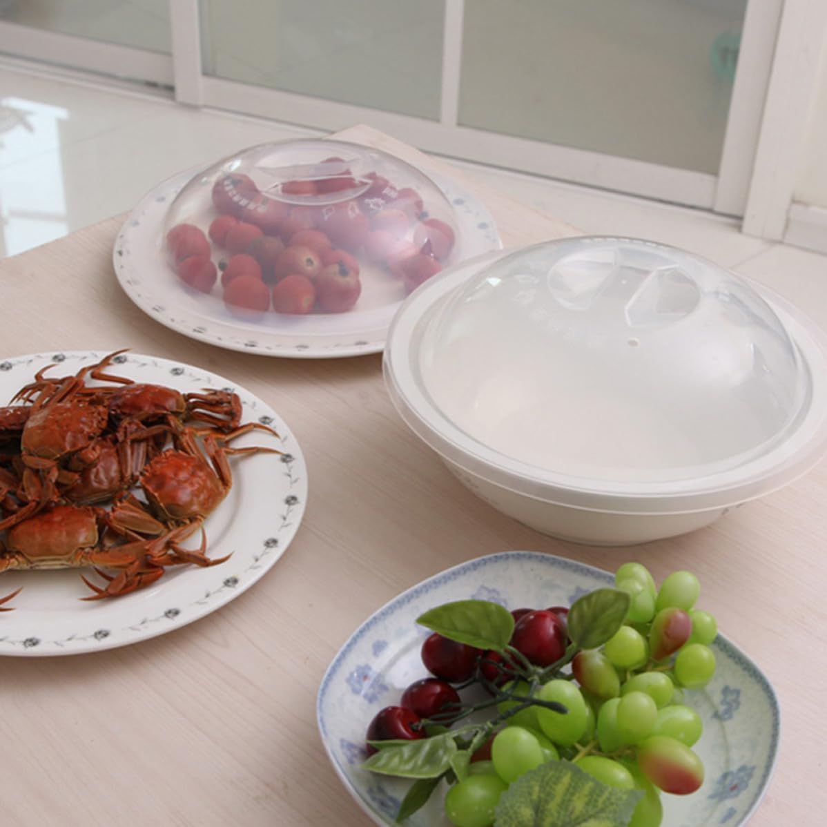 2pcs Microwave Food Heating Covers with Steam Vent Holes, White Pp Spray-proof Dish Covers for Serving and Refrigerator Use, Heat-resistant Food Protection Lids for Dessert Bowls
