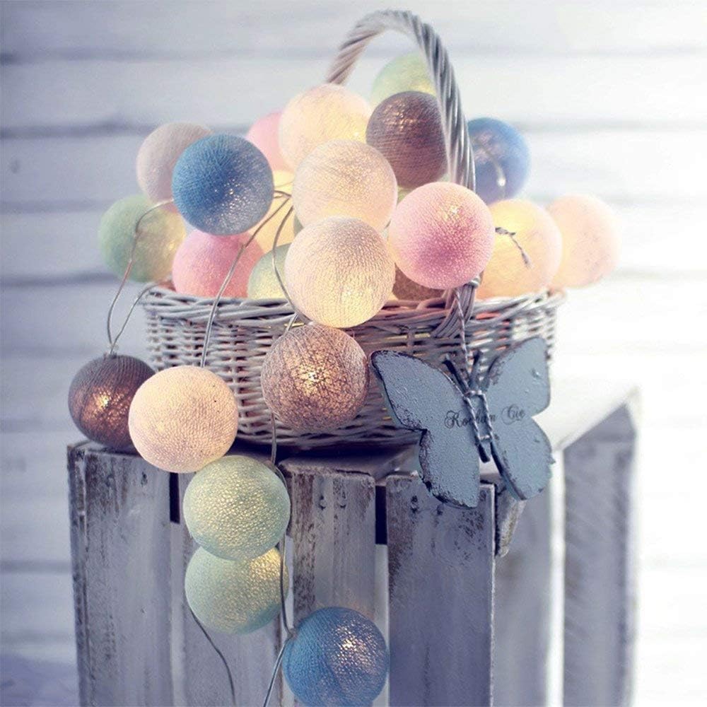 Ciskotu Fairy Lights LED String Lights Battery Indoor - 3.3M 20 Pcs Cotton Ball String Lights Xmas Fairy Lights Starry Wall Light Wedding Party Home Christmas Decorations — image 1