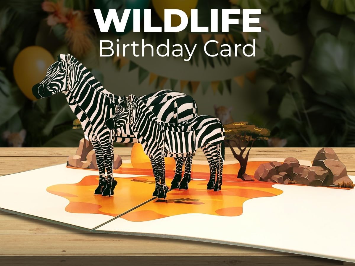 iGifts And Cards Awesome Zebras 3D - Tarjeta de felicitación desplegable para cumpleaños, amistad, agradecimiento, celebración, felicitaciones, todas las ocasiones, Miss You