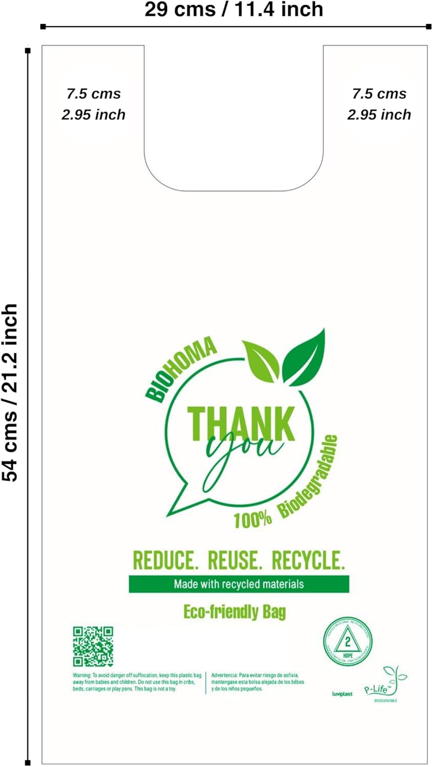 Biodegradable T-Shirt Bags (1000 count) Recyclable Compostable Reusable, white grocery bags/Restaurant bags/convenience stores/bolsas plasticas tipo camiseta biodegradable. | BIODEGRADABLE