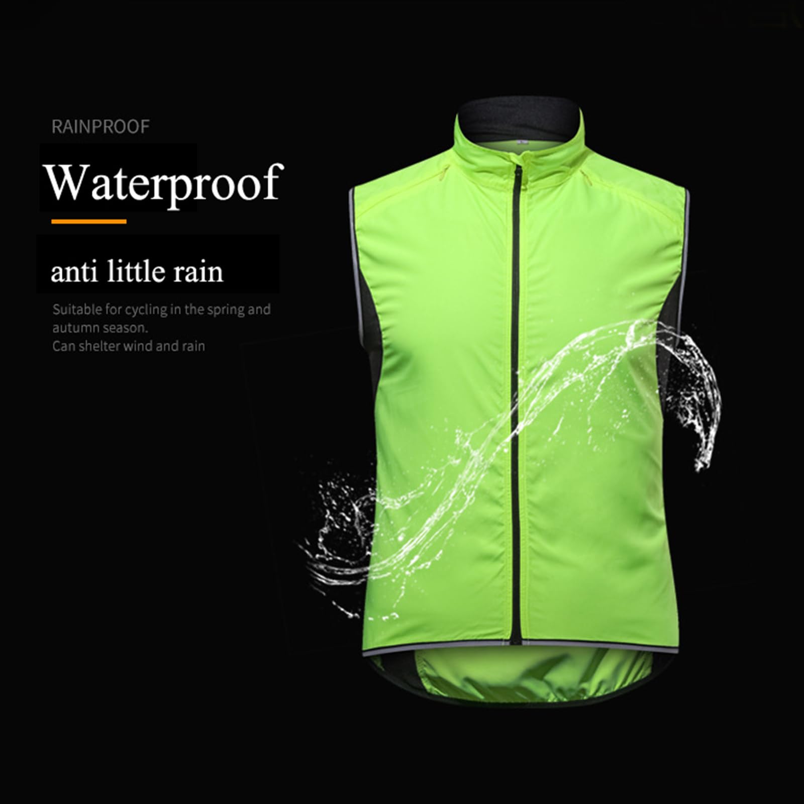 Kamizelka rowerowa unisex Wiatroszczelna kamizelka bez rękawów Lekka, oddychająca kurtka rowerowa Kamizelka Odblaskowa kamizelka rowerowa z 3 kieszeniami do chodzenia i biegania MTB,Black-S