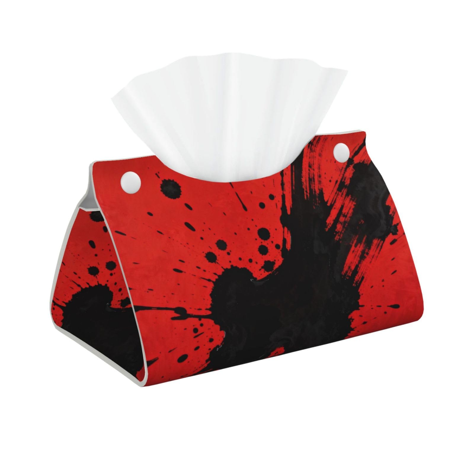Abstract Ink Splash Long Leather Tissue Box Cover-Waterproof PU Leather Tissue Holder for Bathroom, Decorative Rectangular Tissue Case