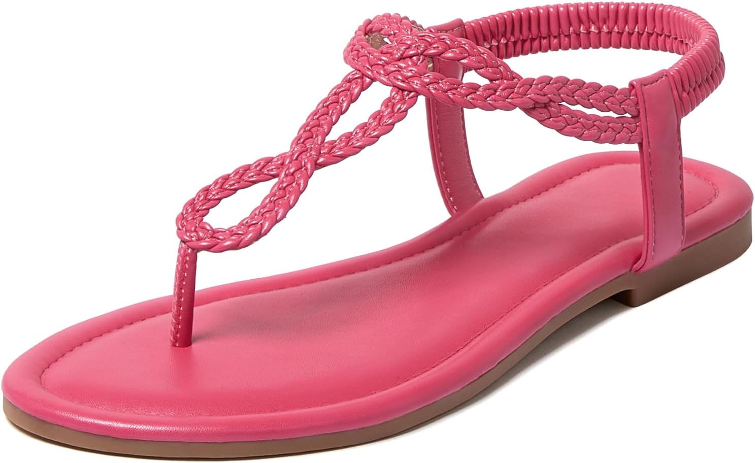 iCKER Women Flat Sandals Braided Thong Summer Elastic Strap Woven Beach Dressy Flip Flops Sandals