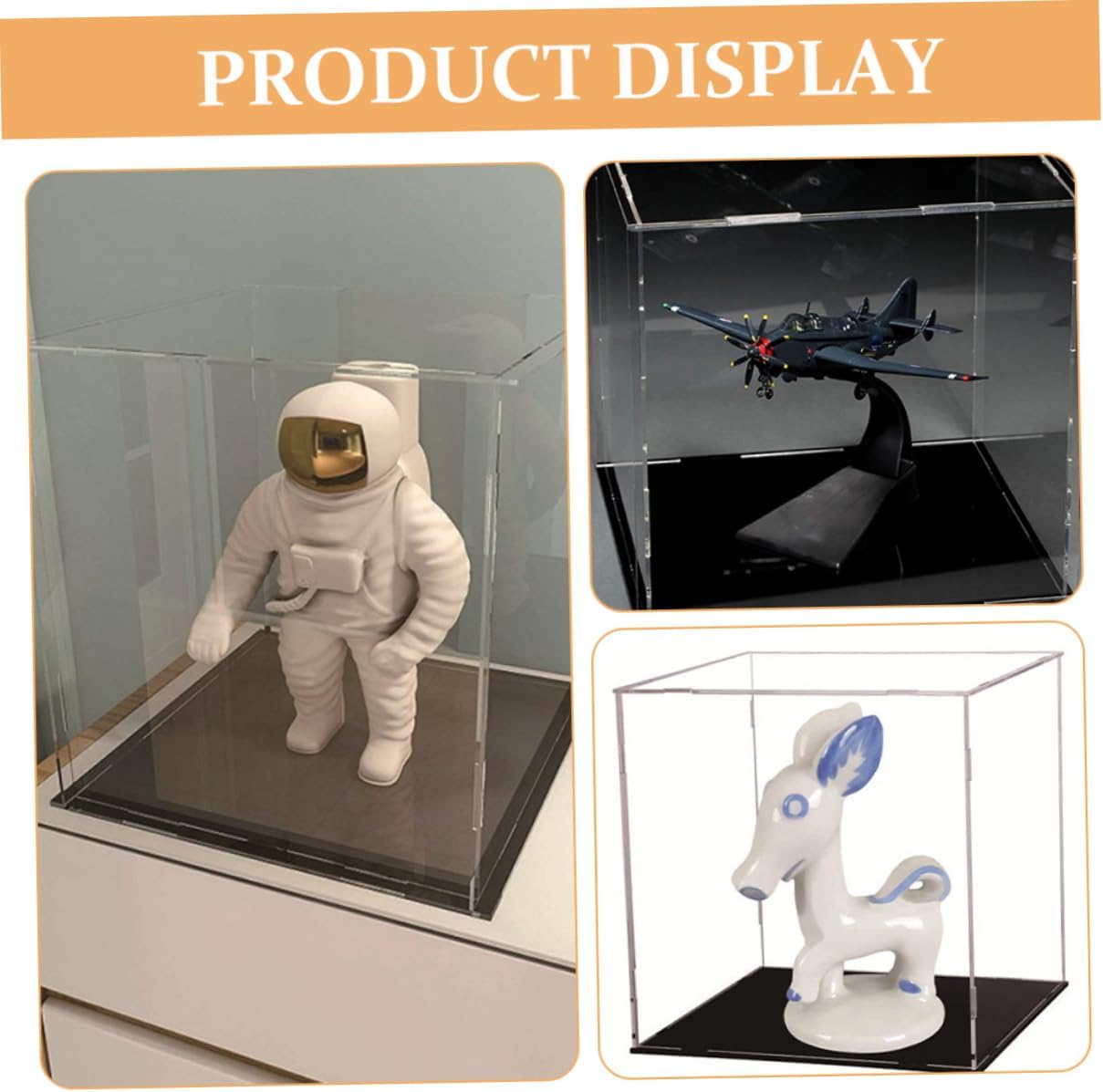 POPETPOP Acrylic Display Case for Football Basketball Figures Stackable Storage Box Removable Cover for Sports Memorabilia Protection