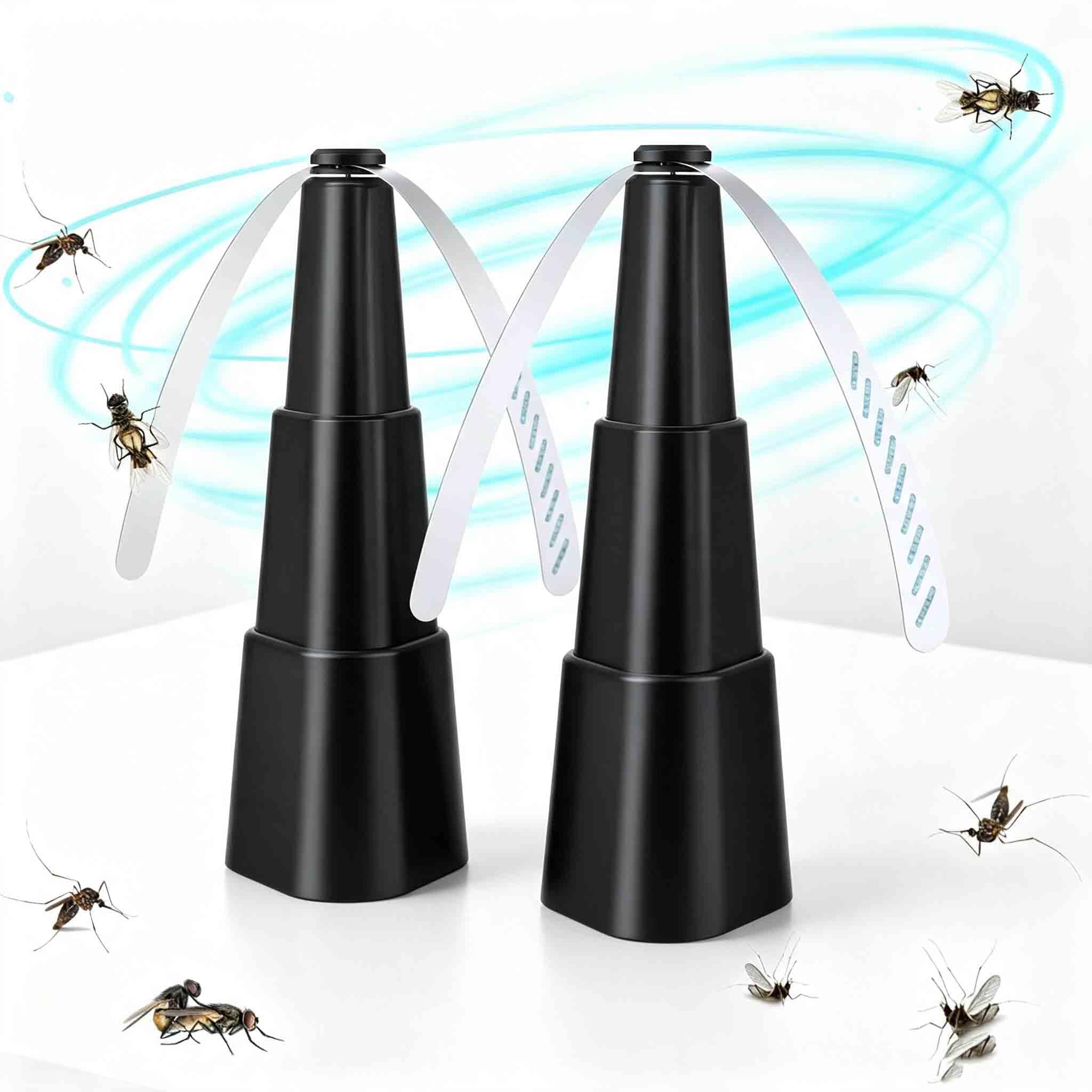Fly Fans For Tables 2 Pack, Indoor Outdoor Fly Repellent Bugs Repellent Fan For Tables Mosquito Repellent Fly Fan With 2 Fan Leaf And Hook, Keep Flies And Bugs Away For Restaurant, Party, Home