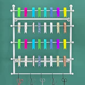 Amazon.co.jp: Wall Mounted Ribbon Storage Rack - Removable Cross Bars ...