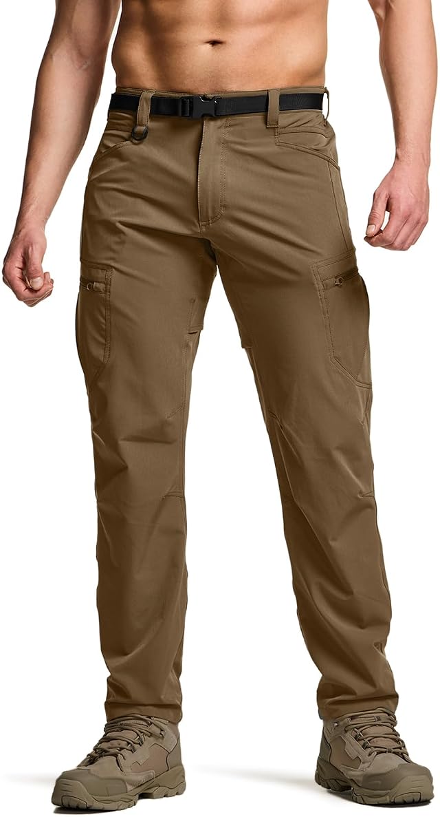 CQR Mens Quick Dry Tactical Pants Water Resistant Outdoor Pants Lightweight Stretch Cargo Work Hiking Pants