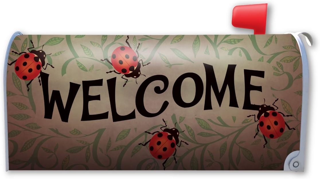 Ladybug Welcome Large Mailbox Cover Magnet by Magnet America Is 26 x 20.5 Made for Metal Mailboxes