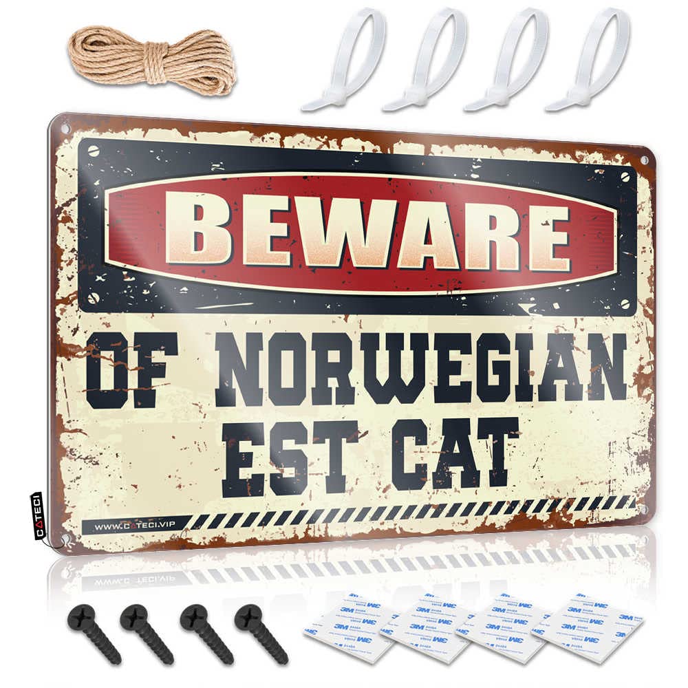 Beware Of Norwegian Est Cat Presents Heavy - Decore Decoration Wall Art Decoration(30X40CM)