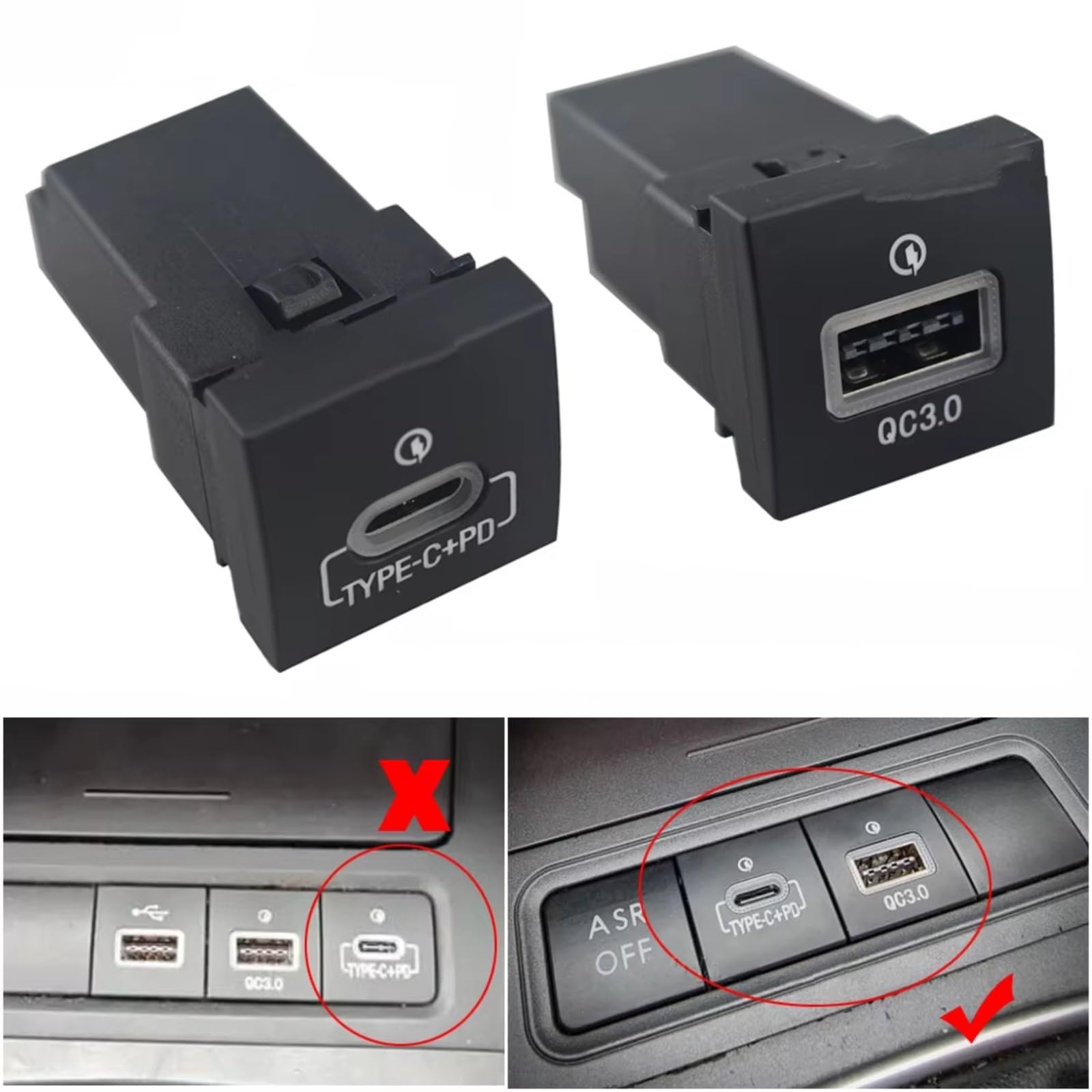 Console Presa USB Compatibile Con Per Golf 6 Per Jetta 5 2006-2012 Auto Caricabatterie PD Carica Rapida QC3.0 Adattatore Ricarica Del Telefono Presa AUX con porta USB